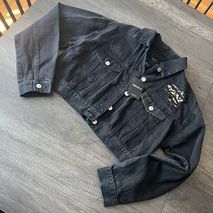 NWT Black Cropped Denim Jacket